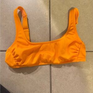 Vibrant Orange Ribbed Bikini Top and beach vibe bikini top
